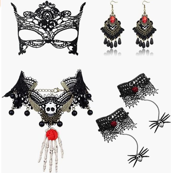 Gothic Lace Masquerade Choker Necklace - Picture 6 of 6